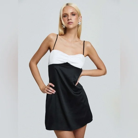 New with Tags Princess Polly Fabulous Mini Dress Black/White Size: 8 - Picture 1 of 11